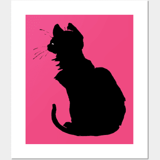 Minimalistic Black Cat Silhouette Vector Art Posters and Art